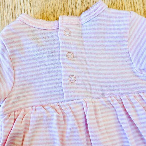Carters Baby Girl Dress Bodysuit Pink Striped 3M Short Sleeve Ruffle Front - Picture 8 of 8